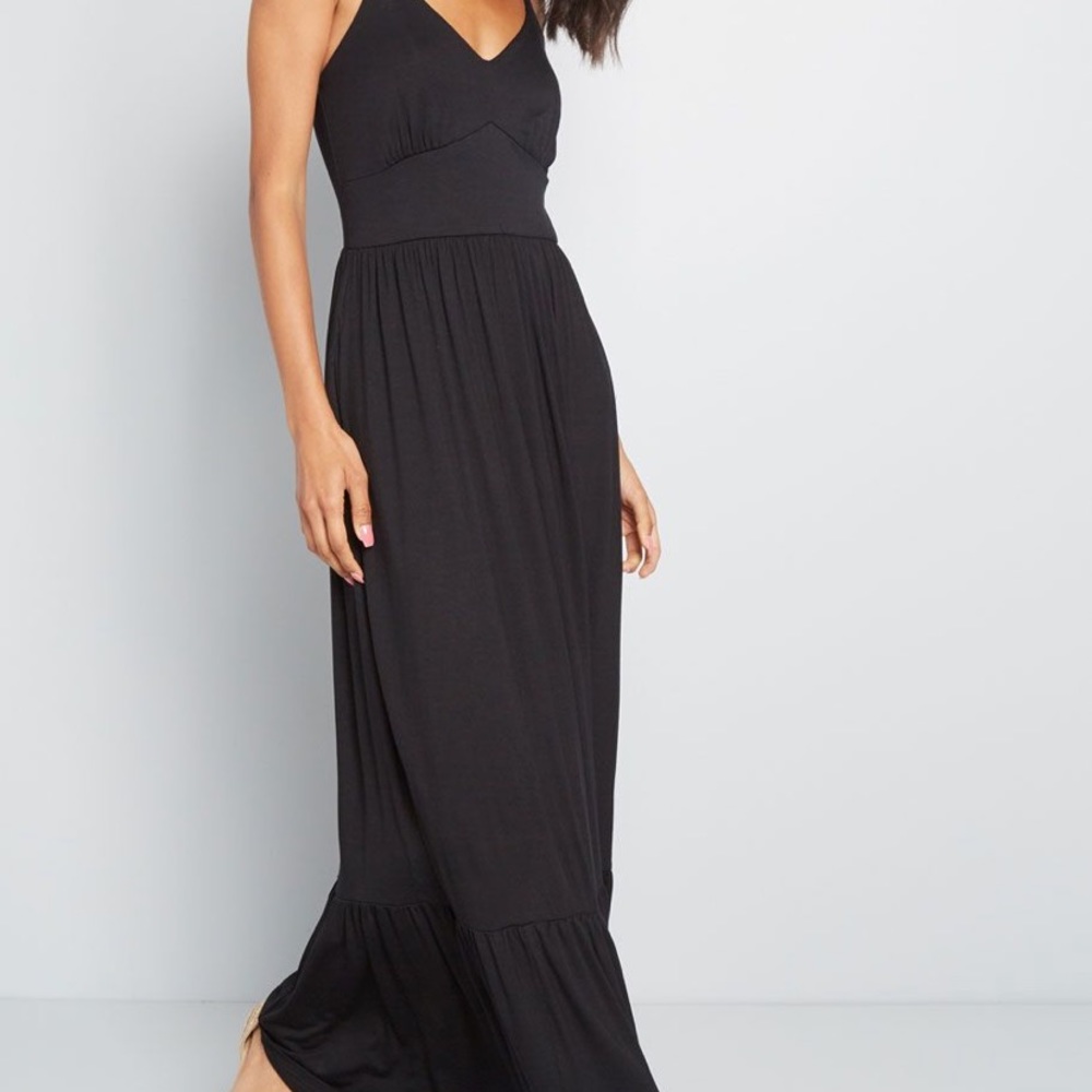 ModCloth Comfortable Collab knit maxi black dress